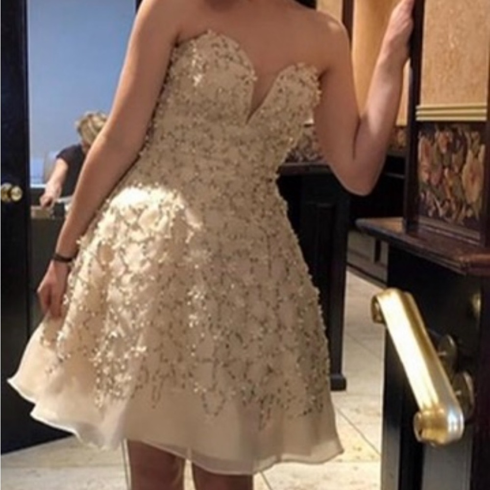 Elegant Cream Strapless Dress